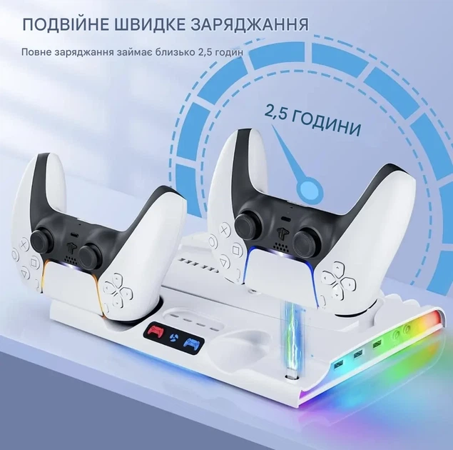Мультифункциональная охлаждающая док-станция подставка для зарядки PS5 Slim - изображение 3