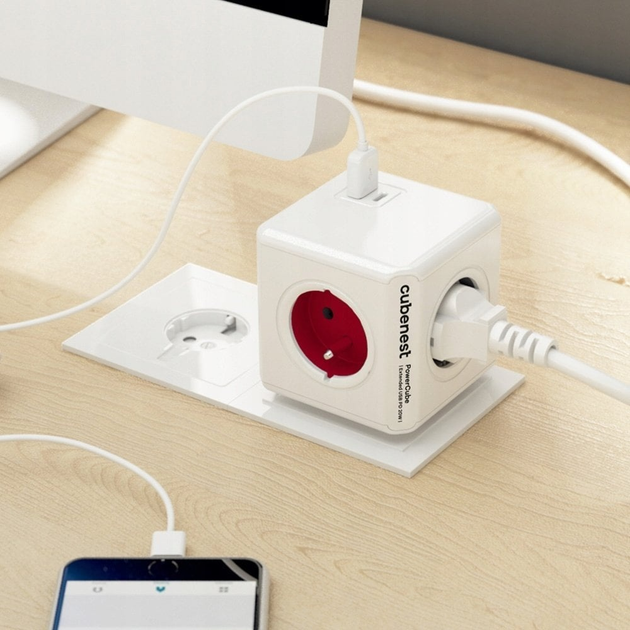 Розгалужувач мережі Cubenest PowerCube Original USB A+C PD 20W Red (PC220RD) - зображення 3