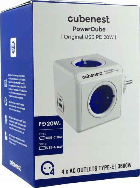 Розгалужувач мережі Cubenest PowerCube Original USB A+C PD 20W Blue (PC220BL) - зображення 2
