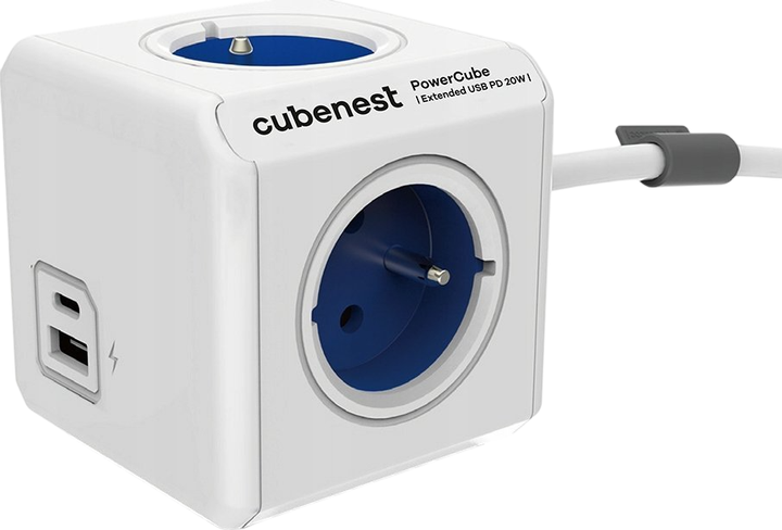 Розгалужувач мережі Cubenest PowerCube Extended USB A+C PD 20W Blue (PC420BL) - зображення 1