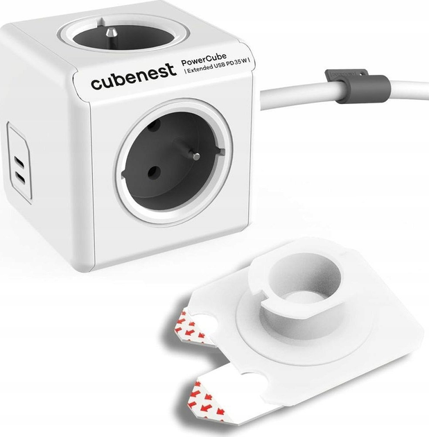 Розгалужувач мережі Cubenest PowerCube Extended USB C+C PD 35W Gray (PC435GY) - зображення 3