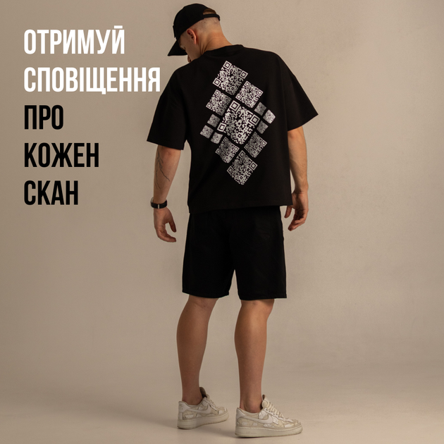 Футболка Dido черная мужская оверсайз с динамическими QR в стиле вышиванки L-XL (356907) - Фото 3 Футболка Dido черная мужская оверсайз с динамическими QR в стиле вышиванки L-XL (356907) - изображение 3