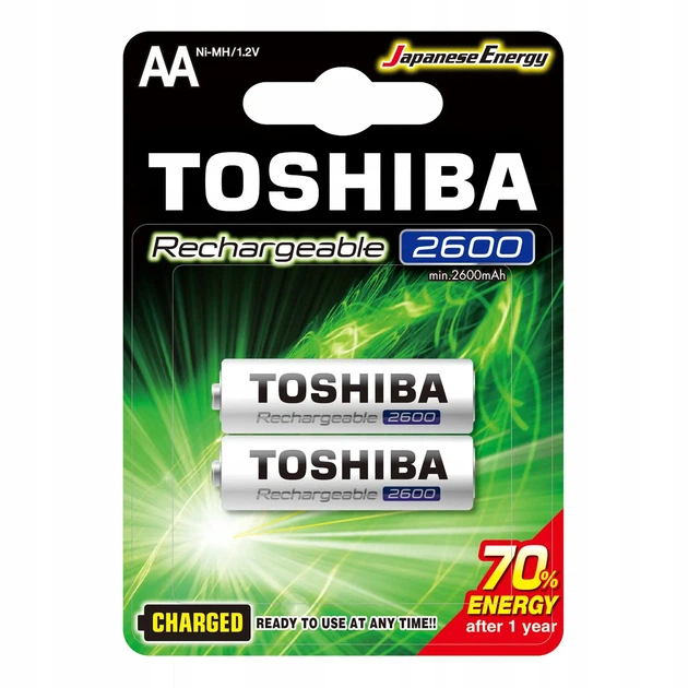 Акумулятор TOSHIBA HR6 AA 2600mAh Ready to Use Ni-MH 2bl - Фото 2 Акумулятор TOSHIBA HR6 AA 2600mAh Ready to Use Ni-MH 2bl - зображення 2