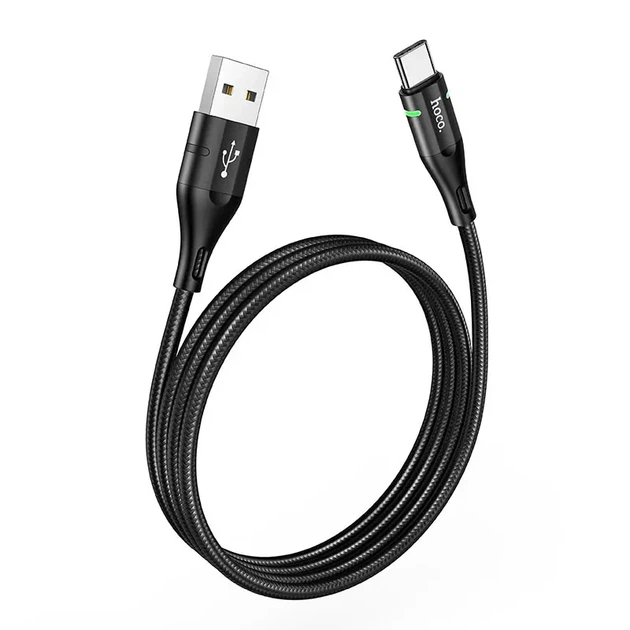 Кабель HOCO U93 USB to Type-C Shadow 3A 1,2m LED індикатор Black - Фото 5 Кабель HOCO U93 USB to Type-C Shadow 3A 1,2m LED індикатор Black - зображення 5