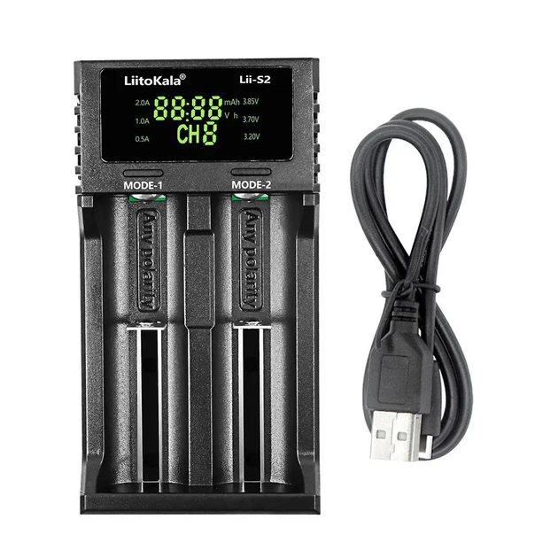 Зарядне LiitoKala Lii-S2 для 2 елементів 10440-26650, Ni-Mh, Li-Ion, Li-Fe від micro USB - Фото 2 Зарядне LiitoKala Lii-S2 для 2 елементів 10440-26650, Ni-Mh, Li-Ion, Li-Fe від micro USB - изображение 2