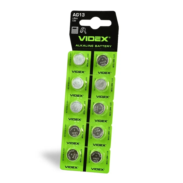 Батарейка лужна Videx AG 13 (LR44) BLISTER CARD 10 pcs - Фото 1 Батарейка лужна Videx AG 13 (LR44) BLISTER CARD 10 pcs - изображение 1
