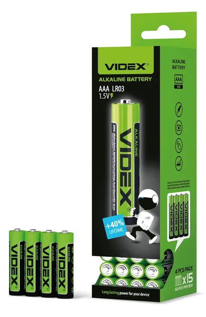Батарейка Videx LR03 4shrink - Фото 4 Батарейка Videx LR03 4shrink - зображення 4