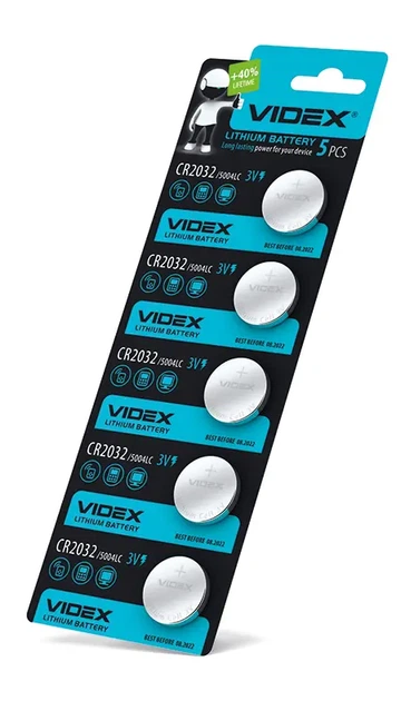 Батарейка літієва VIDEX CR 2032 / 5 BL - Фото 3 Батарейка літієва VIDEX CR 2032 / 5 BL - зображення 3