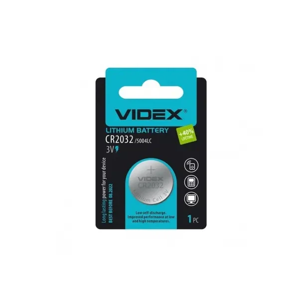 Батарейка літієва VIDEX CR 2032 / 1BL - зображення 2