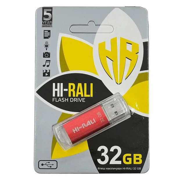 Флешка Hi-Rali 32GB Rocket червоний - Фото 1 Флешка Hi-Rali 32GB Rocket червоний - зображення 1