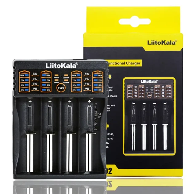 Зарядне LiitoKala Lii-402 для 1-4 елементів 10440-26650 Ni-Mh, Li-Ion, Li-Fe від USB + ПаверБанк - изображение 3