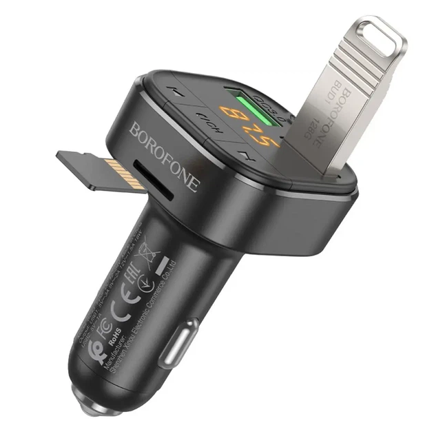 FM-модулятор BOROFONE BC43 Flash QC3.0 чорний - изображение 2