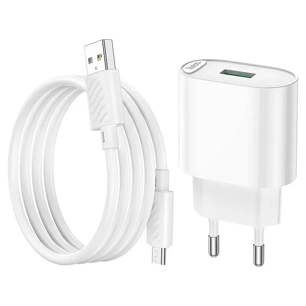 Зарядне Hoco C109A 1USB 3А 18W QC3.0 кабель Micro White - Фото 4 Зарядне Hoco C109A 1USB 3А 18W QC3.0 кабель Micro White - изображение 4