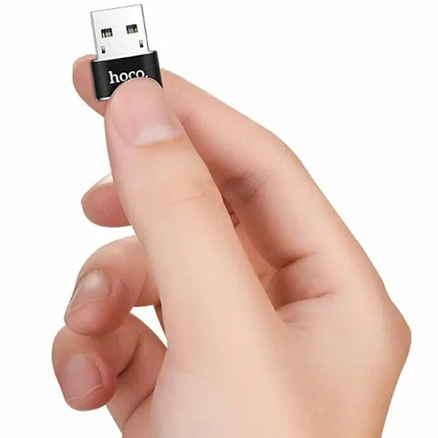 Перехідник HOCO UA6 Type-C to USB black - Фото 3 Перехідник HOCO UA6 Type-C to USB black - зображення 3
