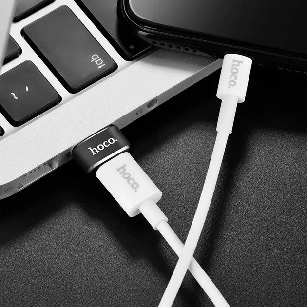 Перехідник HOCO UA6 Type-C to USB black - Фото 7 Перехідник HOCO UA6 Type-C to USB black - зображення 7