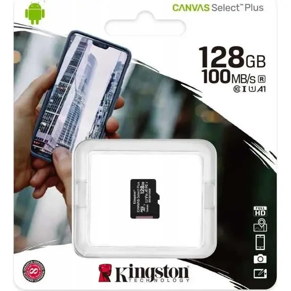 Карта пам'яті KINGSTON microSD 128 GB UHS Class 10 100R без адаптера - Фото 2 Карта пам'яті KINGSTON microSD 128 GB UHS Class 10 100R без адаптера - изображение 2