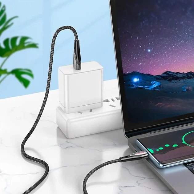 Кабель HOCO USB Type-C U133, data, 3A, 1.2м чорний - зображення 4