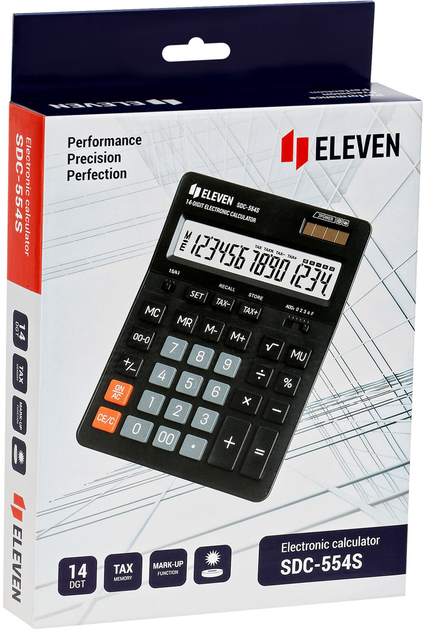 Калькулятор Eleven 14-розрядний Black (SDC-554S) - зображення 6