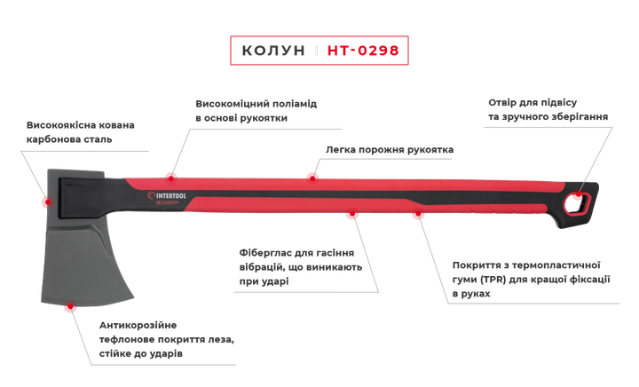 Колун, 2300 г, ручка из фибергласса, STORM INTERTOOL HT-0298 - изображение 10