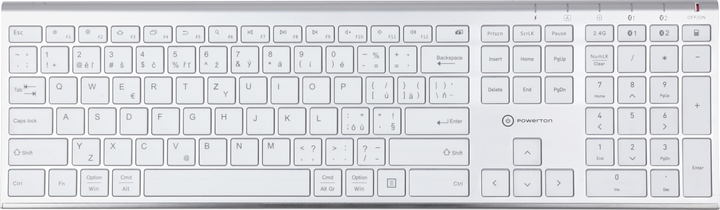 Klawiatura bezprzewodowa Powerton UltraSlim Multi-Device Bluetooth Silver (WPKBUS-S CZSK) - obraz 1