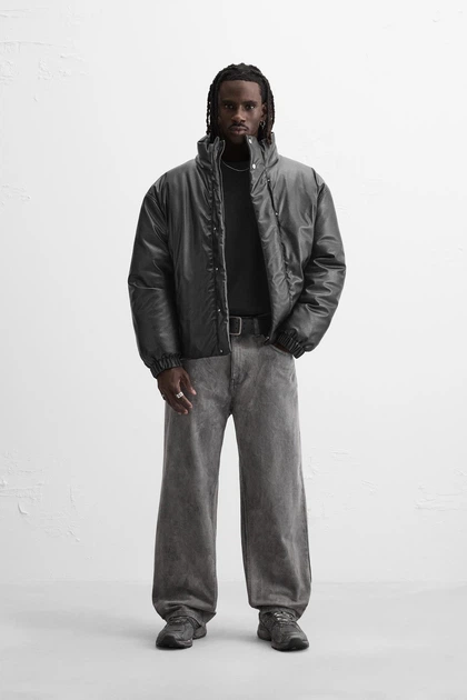 Стьобана куртка зі штучної шкіри Zara L чорний 4695\406\800