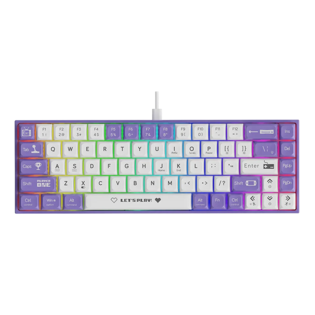 Игровая механическая клавиатура AJAZZ AK680 White-Purple c подсветкой, красные переключатели 68клавиш, Hot Swap - изображение 2