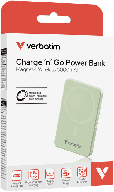 УМБ Verbatim Charge Go Essentials 5000 mAh 20W Green (23942322269) - зображення 4