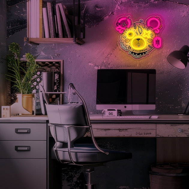 Декоративна неонова LED вивіска Forever Light PUNK TEDDY BEAR 33 x 31 см (RTV100288) - зображення 4