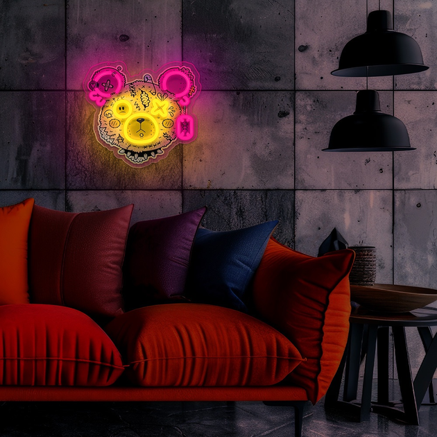Декоративна неонова LED вивіска Forever Light PUNK TEDDY BEAR 33 x 31 см (RTV100288) - зображення 5