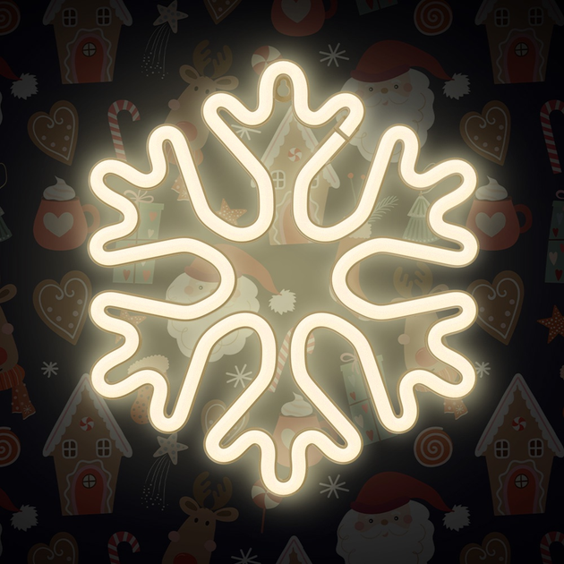Декоративна неонова LED вивіска Forever Light CHRISTMAS SNOWFLAKE 30 x 30 см (RTV100260) - зображення 2