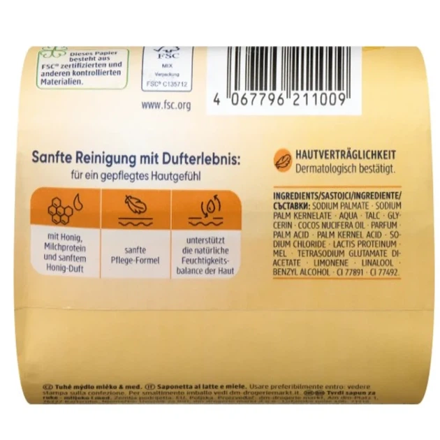 Твердое мыло Balea Crème Seife для чувствительной кожи с запахом молока и меда, 150 г - изображение 2
