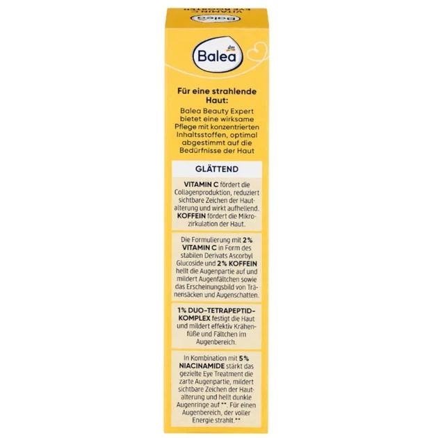 Крем Balea Augencreme Beauty Vitamin C Eye Booster под глаза с витамином C и кофеином 15 мл - Фото 4 Крем Balea Augencreme Beauty Vitamin C Eye Booster под глаза с витамином C и кофеином 15 мл - изображение 4