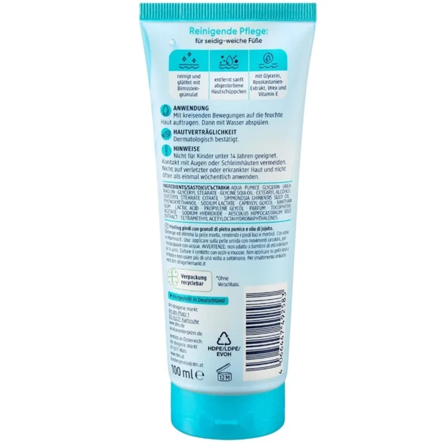 Пилинг для ног Balea Foot Peeling с натуральным гранулятом пемзы и маслом жожоба 100 мл - изображение 2