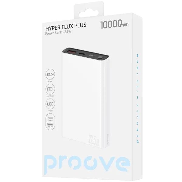 Портативная батарея Павербанк Proove Hyper Flux Plus 10000 mAh 22.5W с быстрой зарядкой Quick Charge/Power Delivery Power Bank (PBF122120002) White - изображение 2