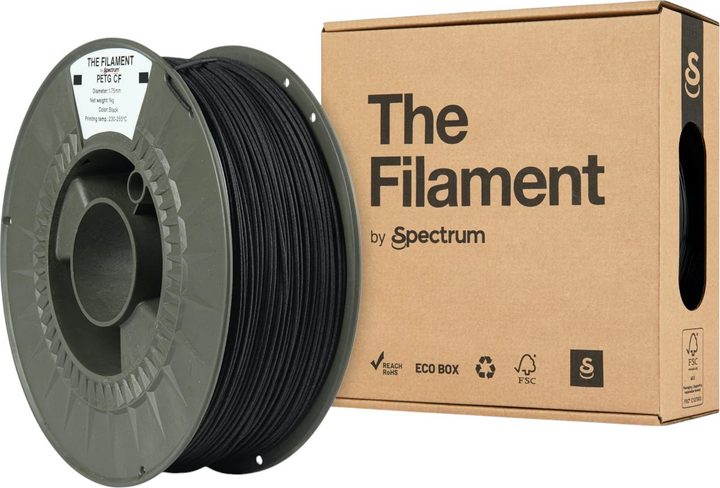 Filament do drukarek 3D Spectrum PETG CF 1.75 mm 1 kg Black (TF-24108) - obraz 1