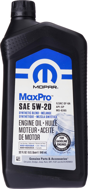 Olej silnikowy Mopar Max Pro 5W20 946 ml (840984186792) - obraz 1