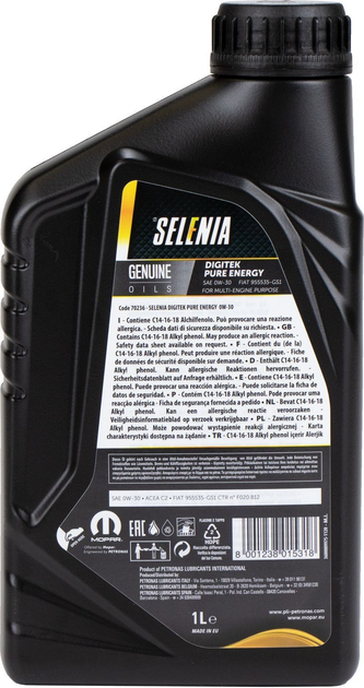Olej silnikowy Selenia Digitek Pure Energy 0W30 1 l (8001238138925) - obraz 2