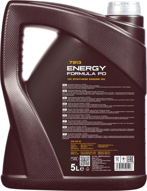Olej silnikowy Mannol Energy Formula PD 5W40 5 l (4036021505206) - obraz 2
