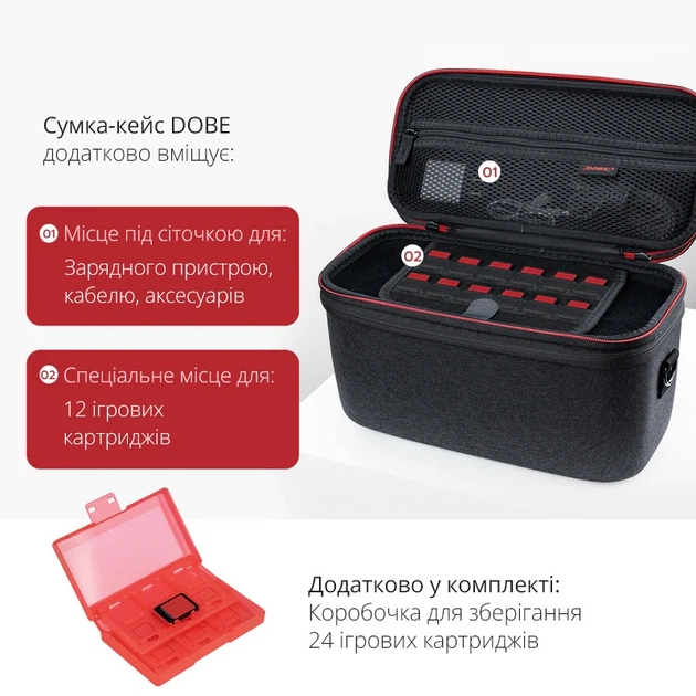 Дорожная сумка-кейс DOBE для переноски игровой консоли Nintendo Switch 2 / Joy-Con / Switch 2 Pro Controller / Зарядное устройство / Кабель + Коробочка для картриджей (в комплекте) / Защитный чехол - Фото 4 Дорожная сумка-кейс DOBE для переноски игровой консоли Nintendo Switch 2 / Joy-Con / Switch 2 Pro Controller / Зарядное устройство / Кабель + Коробочка для картриджей (в комплекте) / Защитный чехол - изображение 4