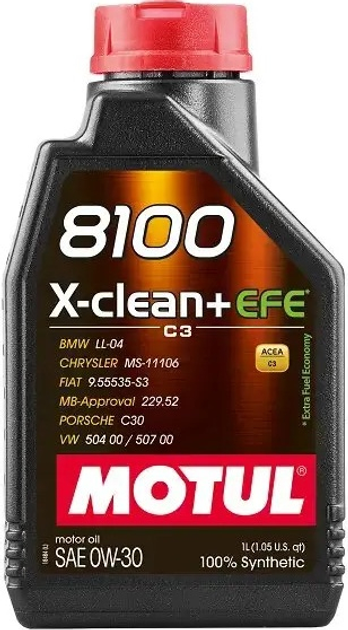 Olej silnikowy Motul 8100 X-clean+ EFE 0W30 1 l (3374650339900) - obraz 1