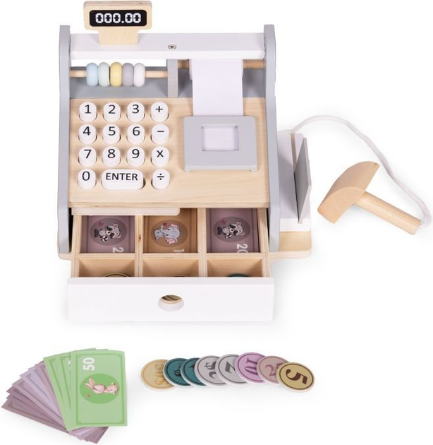 Drewniany zestaw do zabawy EcoToys Kasa fiskalna HM328241 (5905817007257) - obraz 2