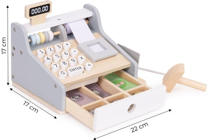 Drewniany zestaw do zabawy EcoToys Kasa fiskalna HM328241 (5905817007257) - obraz 9