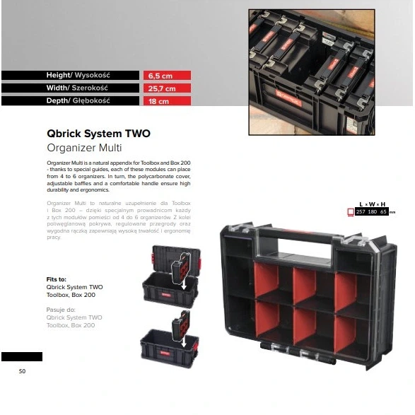 Ящик для інструментів QBRICK SYSTEM TWO ORGANAIZER MULTI - зображення 5
