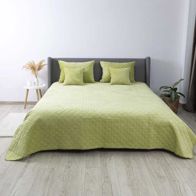Покрывало ТЕП "VELOUR" Салатовое/Ромб прямой, 220x240 – комфортный стиль (4-00517_21934) - изображение 2