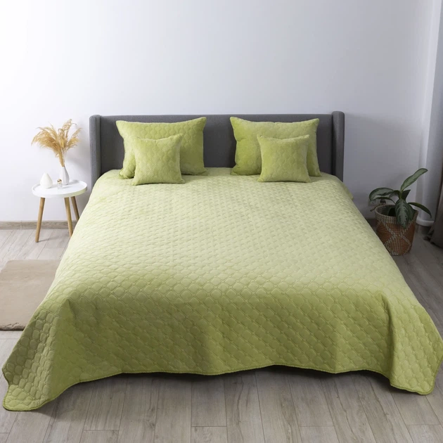Покрывало ТЕП "VELOUR" Салатовое/Ромб прямой, 220x240 – комфортный стиль (4-00517_21934) - изображение 3