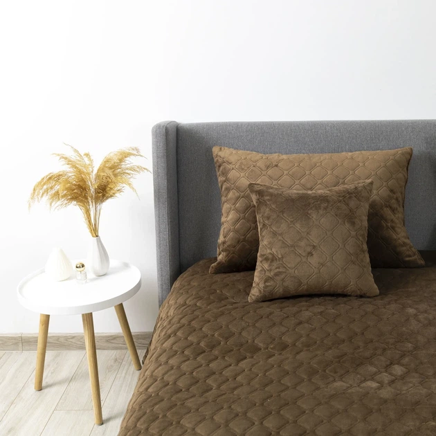 Покрывало ТЕП "VELOUR" Коричневое/Ромб круглый, 240x260 - изображение 5