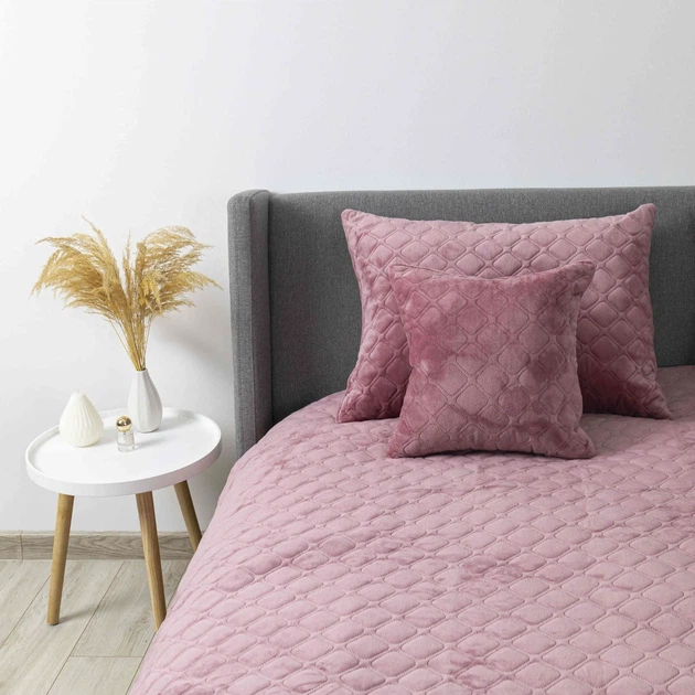 Покривало півтораспальне 150×210 ТЕП VELOUR рожеве Mesa Rose, ромб круглий, велюр, стьобане - Фото 5 Покривало півтораспальне 150×210 ТЕП VELOUR рожеве Mesa Rose, ромб круглий, велюр, стьобане - зображення 5