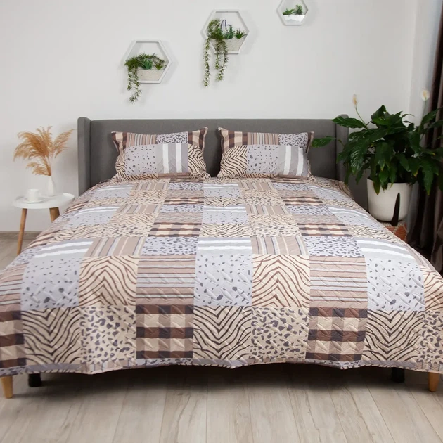 Покрывало плед ТЕП PROVENCE Сафари 150×210 см полуторное, стеганое, микрофибра, мягкое, 2 наволочки 50×70 см, комплект 100 г/м² - изображение 2
