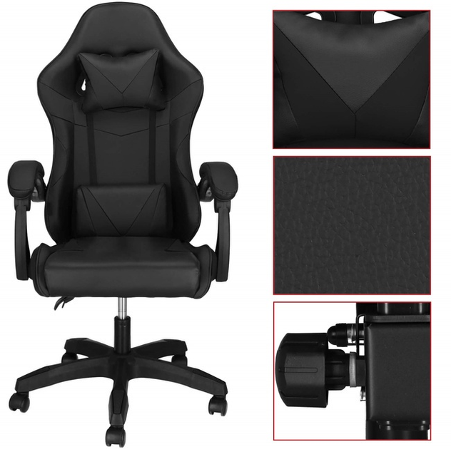 Fotel gamingowy Springos HF0035 Czarny (5908455301046) - obraz 13