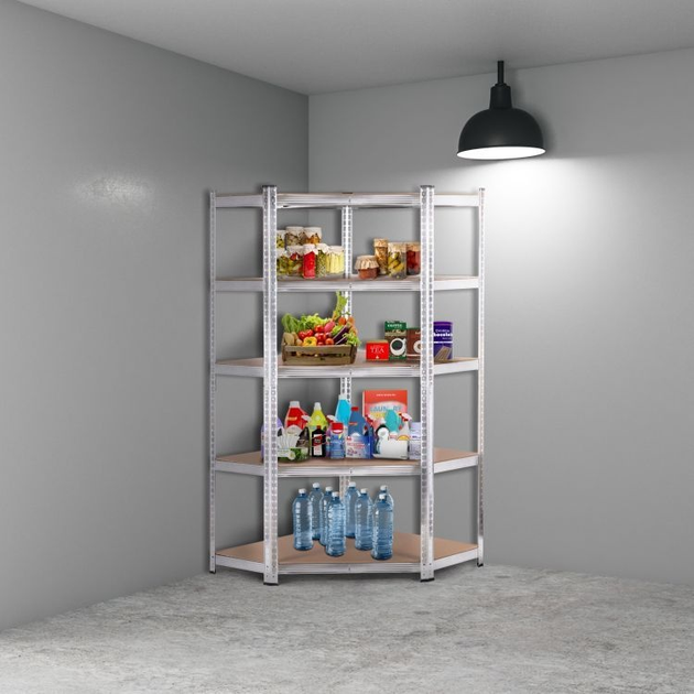 Стелаж металевий кутовий ModernHome by Multistore G9040C 180 x 90 x 40 см Срібний (5905817006717) - зображення 7